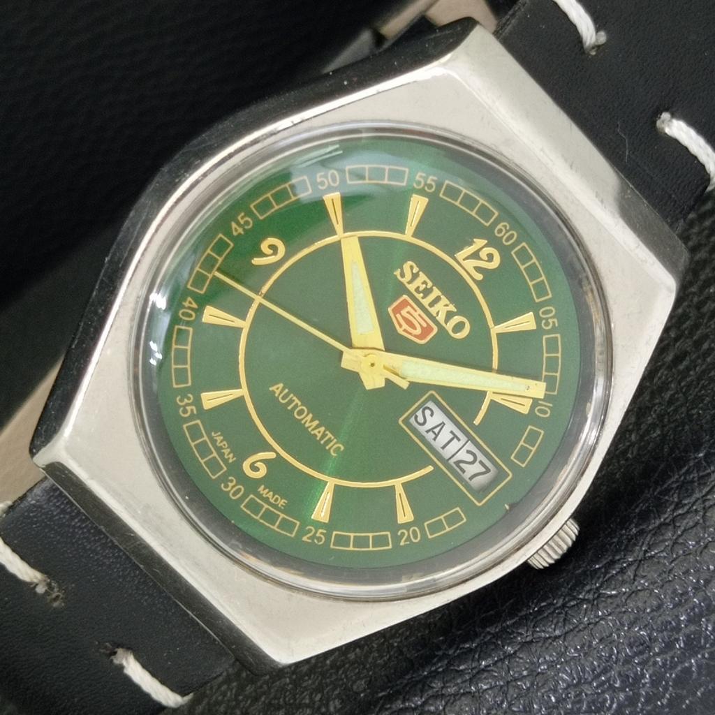 

JAPAN VINTAGE SEIKO 5 AUTOMATIC 6319A MENS GREEN COLOR DIAL WATCH a500799-5 R154-a500799