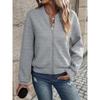 Women's Band Collar Long Sleeve Bomber Jacket Regular Fit Casual Zip Up Quilted Cardigan
