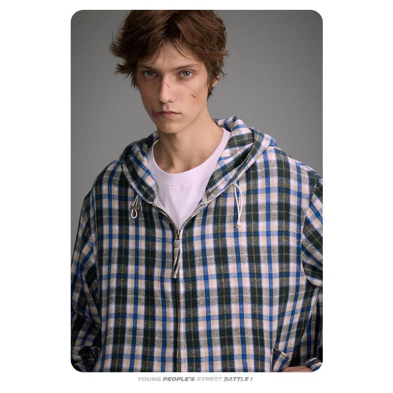 Giacca con cappuccio a quadri retrò da uomo CATTEE - Moda casual primaverile