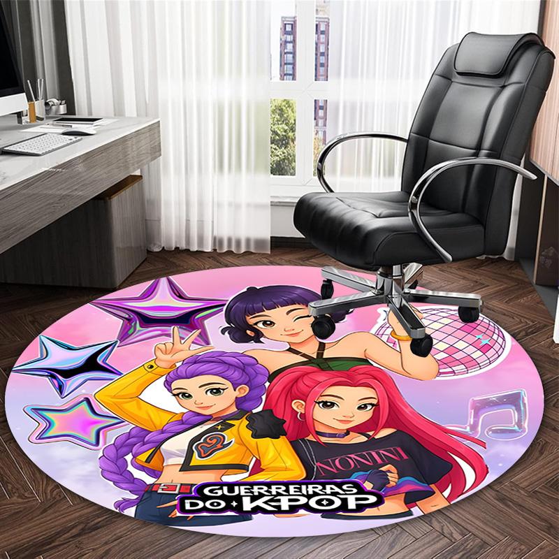 1pc Kpop Team Carpet, Round Rug, Comfortable, Suitable for Entryways, Living Rooms, Office, And Bedrooms, Christmas Decoration