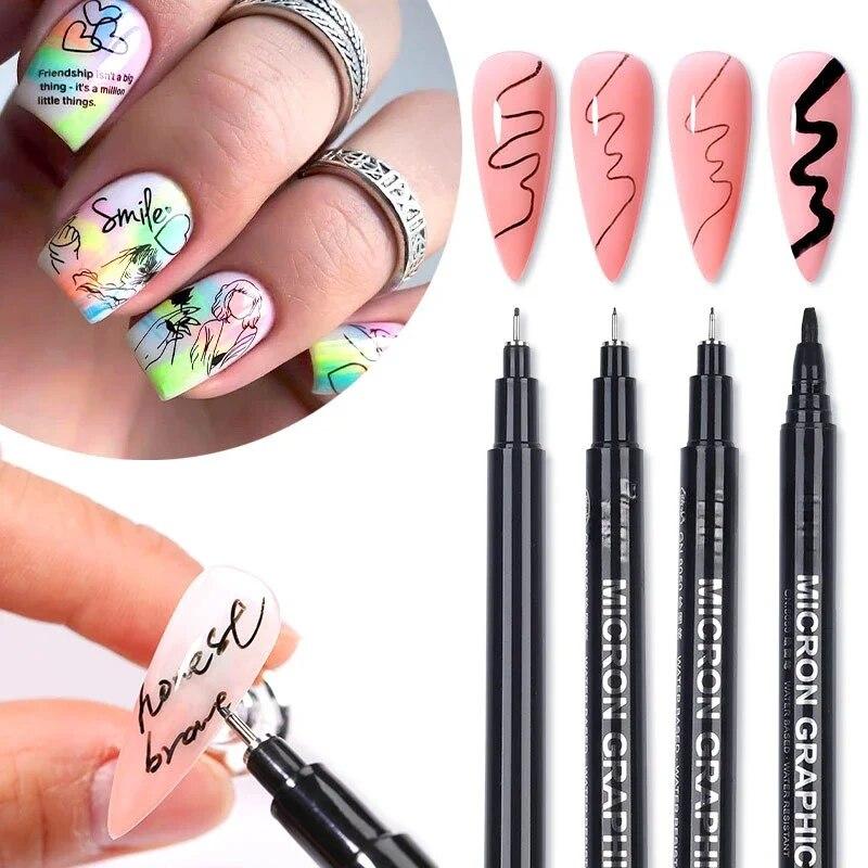 

1pcs Nail Art Graffiti Pen Black Color UV Gel Polish Design Dot Painting Detailing Pen Brushes DIY Nail Art Adorn Tools