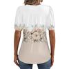 Women's Puff Short Sleeve Tunic Tops Pleated Neck Blouses Casual Loose Spring And Summer T-Shirts