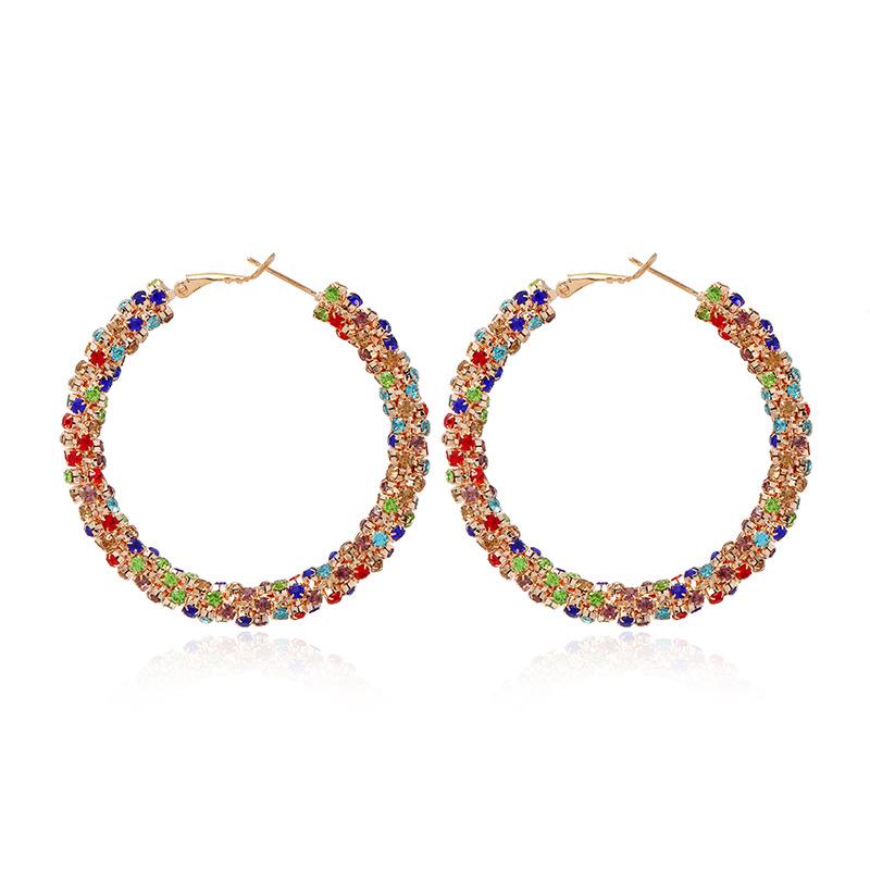 Chic European & American Cross-Border Circle Earrings: Trendy, Slim, Unique, Cold-Style Diamond Design.