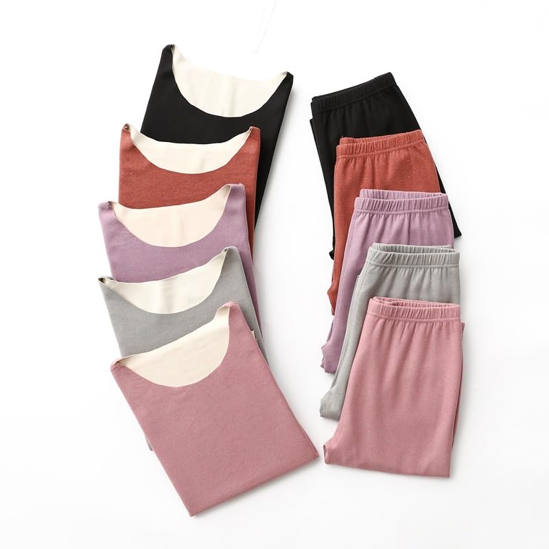 TRTRO Innerwear Long Inner and Long Round Thermal and Cold Weather Size Women's Set, Sleeves, Shirt, Pants, Neck, Innerwear, Warm, Soft, (Gray, 3XL)