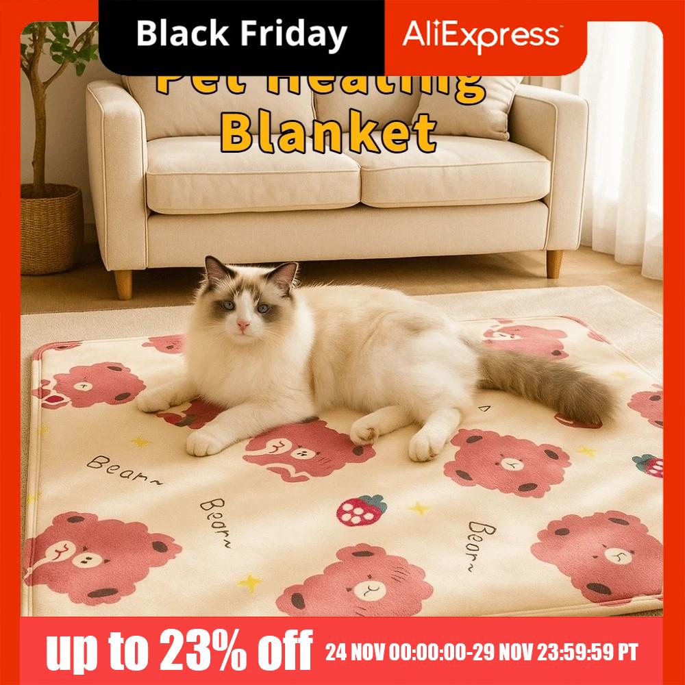 Adjustable Temperature Pet Heating Blanket Warm Waterproof Dog Heating Pad Wear Resistant Smart Timer Cat Heated Mat Blanket