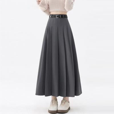 Women’s Pleated Skirt Preppy Style High Waist A Line Mid-length Skirts Vintage Casual Y2k Clothing Autumn