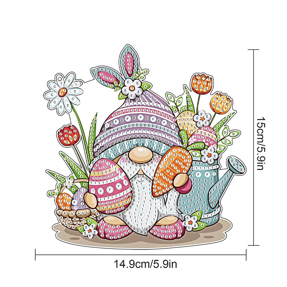 Special Shape Easter Rabbit Wreath Rhinestone Diamond Art Pendants Diamond Painting Hanging Pendant for Garden Window Decor