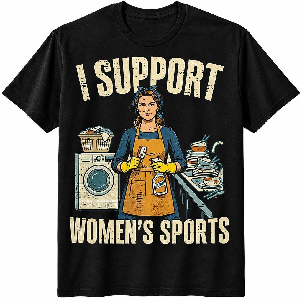 I Support Womens Sports Funny Sarcastic Housework Cleaning Meme Unisex T-Shirt