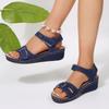 Foreign Trade 2025 Summer New Retro Women's Sandals Car Line Hole Shoes Large Size Round Head Wedge Heel Comfortable Sandals Women