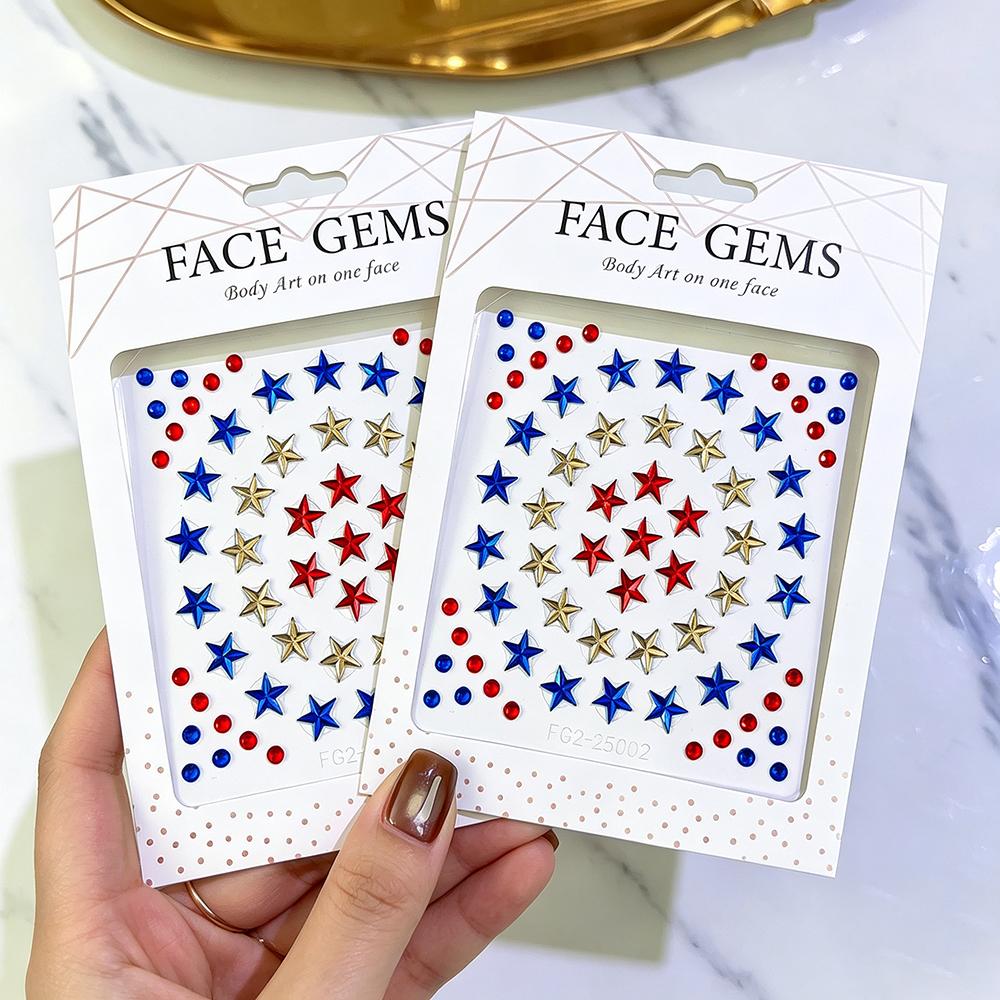 3D Rhinestone Face Gems Stickers, Flower Star Moon Shell Pearl, DIY Body Art for Party & Stage Makeup