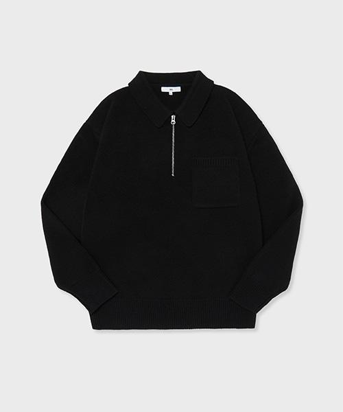 Ileun Half-Zip Collar Knit - Black
