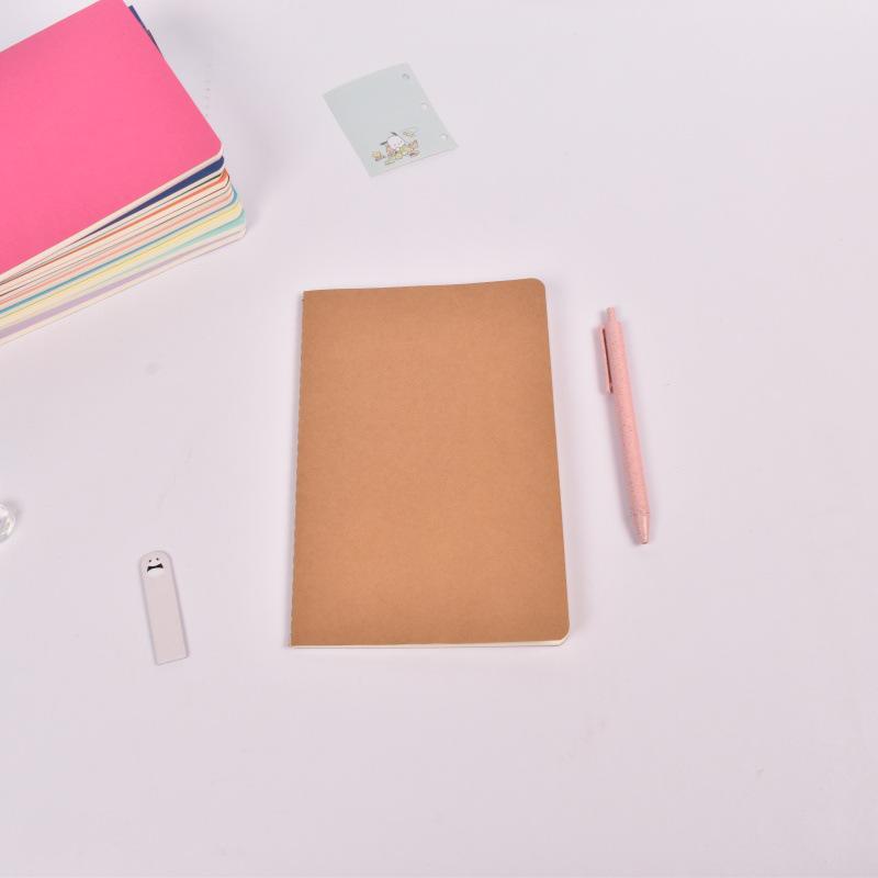 A5 Saddle-Stitched Colored Kraft Paper Notebook - Thickened Diary for Students & Notes Single (Random Color)