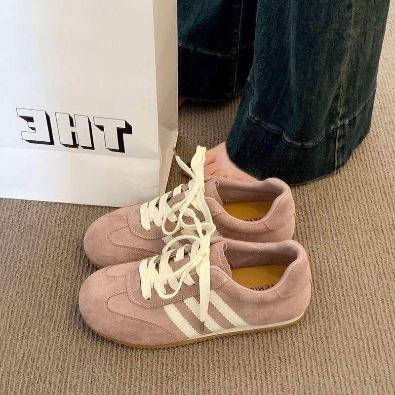 Sneakers Casual Basse Retro da Donna Traspiranti Scamosciate a Strisce Scarpe da Corsa Comode Antiscivolo Scarpe da Passeggio