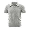 Men Business Casual Cable Knit Short Sleeve Collared Polo Shirt