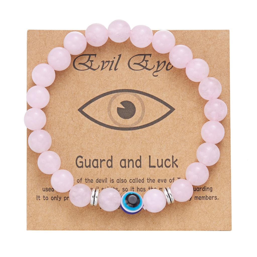 8mm Pink Purple Glass Beads Evil Eye Bracelets for Women Handmade Beaded Resin Blue Eye Bracelet Turkish Lucky Zircon Gifts