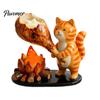 Woodland Candle Decor Campfire Animal Tealight Holder, Durable Resin with Cat Miniature Fox And Dachshund Figurines, Warm Cozy Atmosphere Decorative
