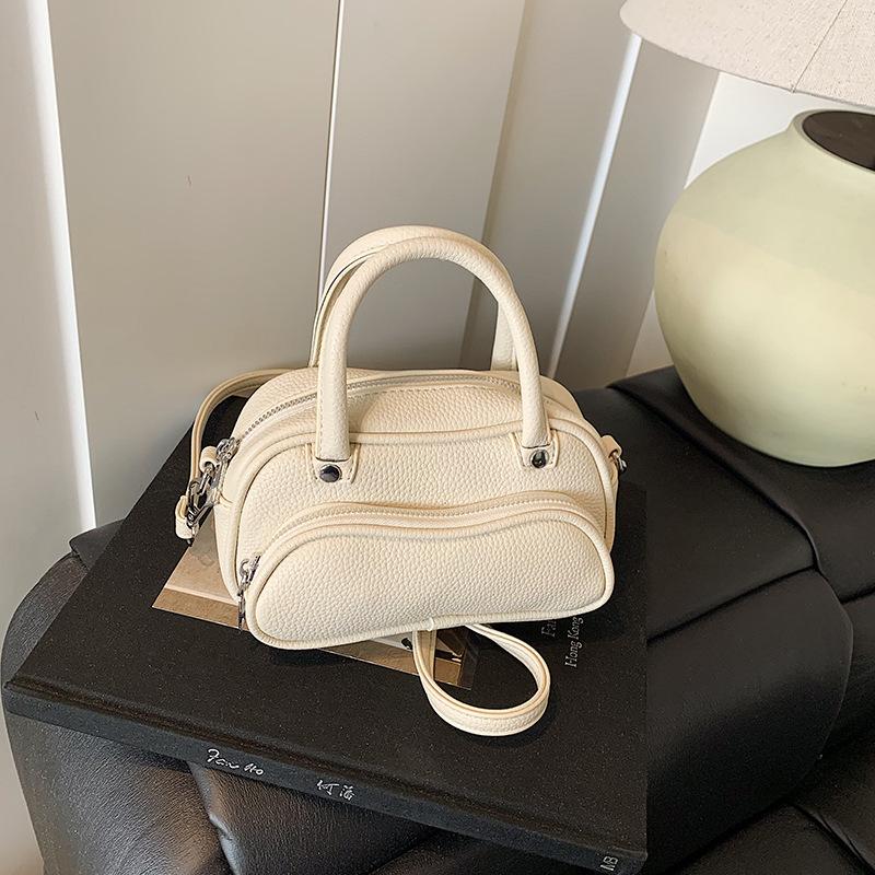 

Корейская портативная сумка для боулинга с узором личи, женская, новая модная весенняя коллекция 2025 года, маленькая квадратная сумка, универсальная сумка-мессенджер белый