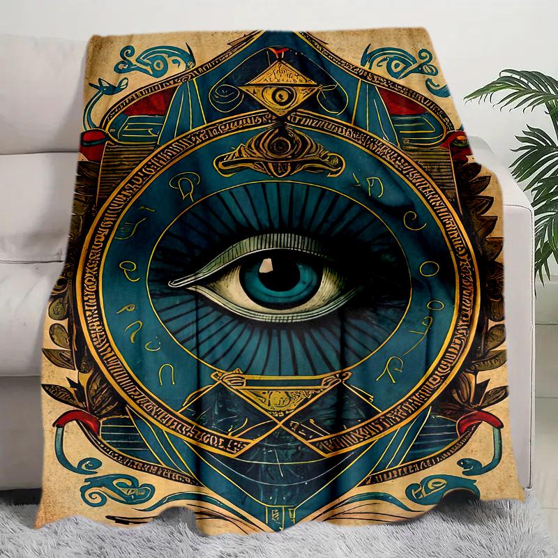 1PC All-Seeing Eye theme printed blanket, all season lightweight home office outdoor nap multifunctional blanket A9