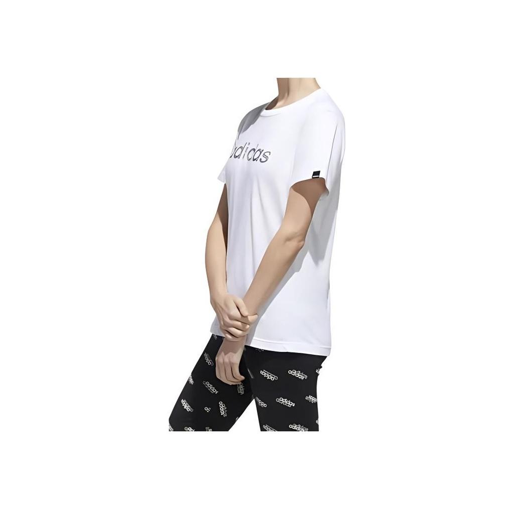 Adidas Letter Casual Comfortable Short Sleeve T-Shirt Women Tops White FM6177