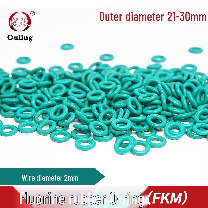 Green Fluororubber O-ring, Acid & Alkali Resistant, Outer Diameter Options: 21-30mm. OD 21*2mm (5 pcs) Green Fluororubber O-rings