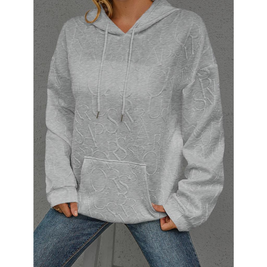 Damen Kapuzenpullover Langarm Lockerer Schnitt Buchstabendruck Pullover Sweatshirt Lässiges Oberteil