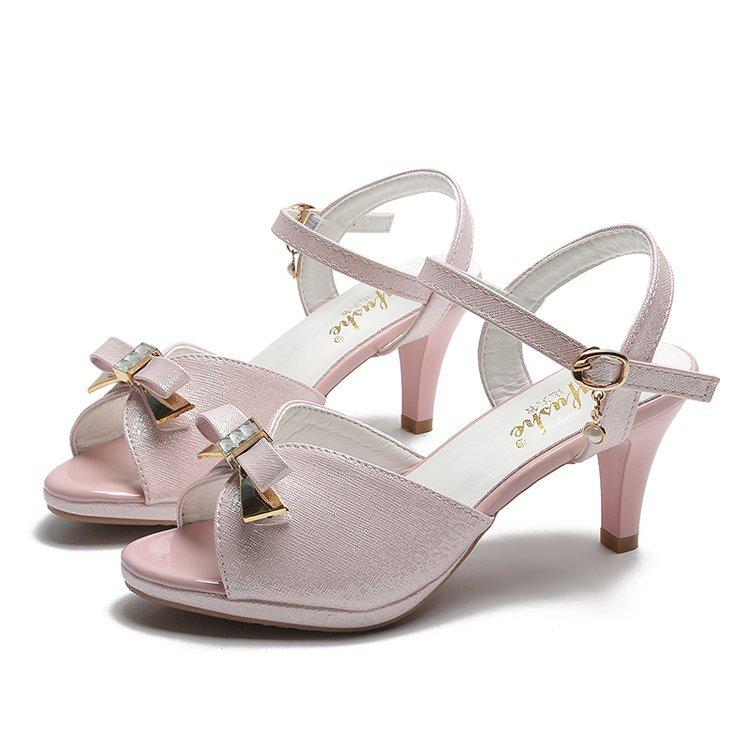 

Peep toe High Heels Sandals Women Summer Shoes Fashion Elegant Ladies Brand Spike Heels 6cm White Pink 38