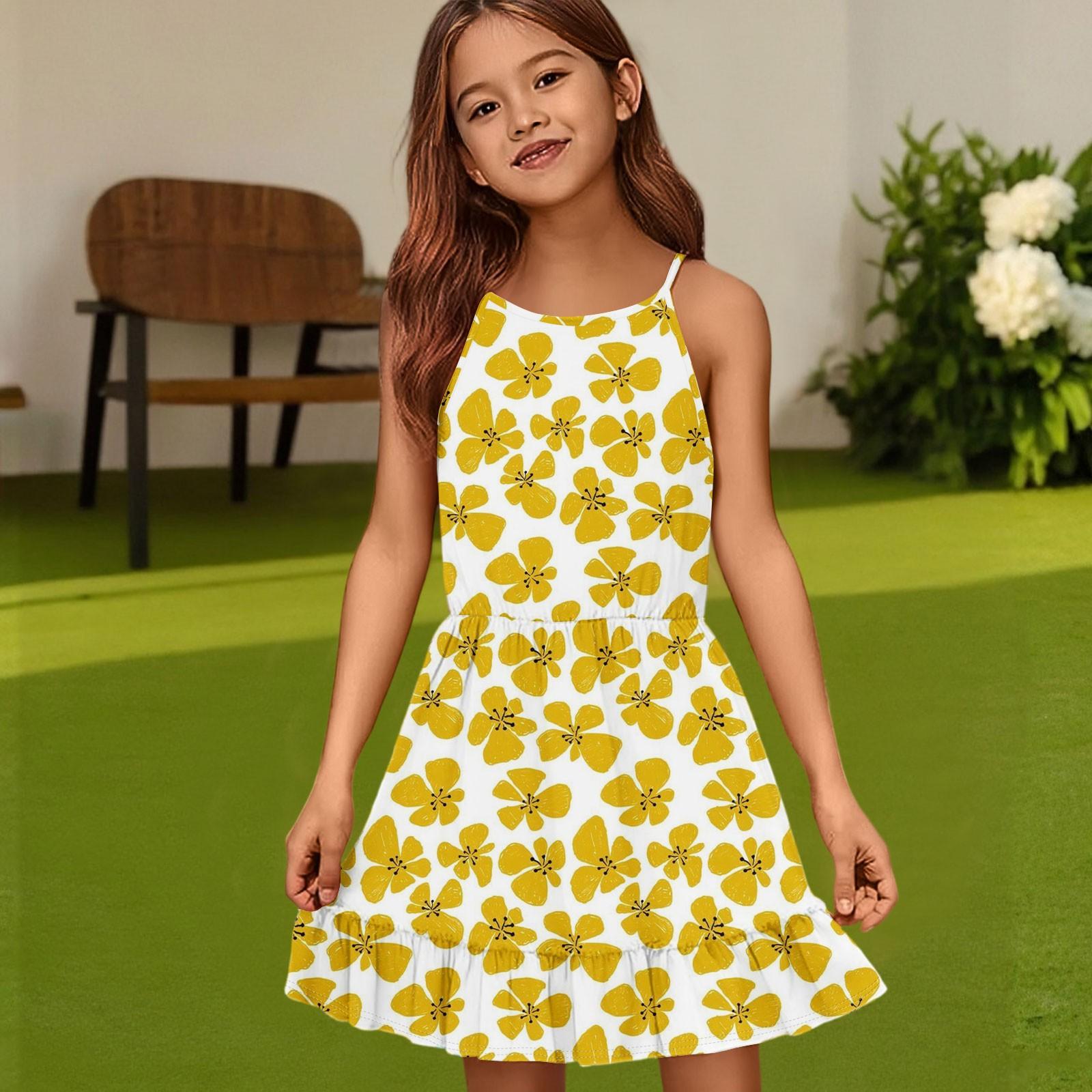 

Детское летнее повседневное модное платье с круглым вырезом, однотонное, без рукавов 110