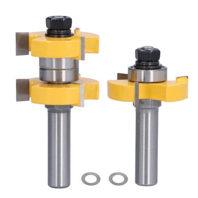 2 Pezzi Punta per Fresatrice Maschio-Femmina a Forma di T 3 Denti 2 Cuscinetti Lavorazione del Legno Fresa Gambo 12 pollici