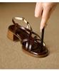 Retro High-heeled Sandals, Thick Heels, Medium Heels, Women's Shoes