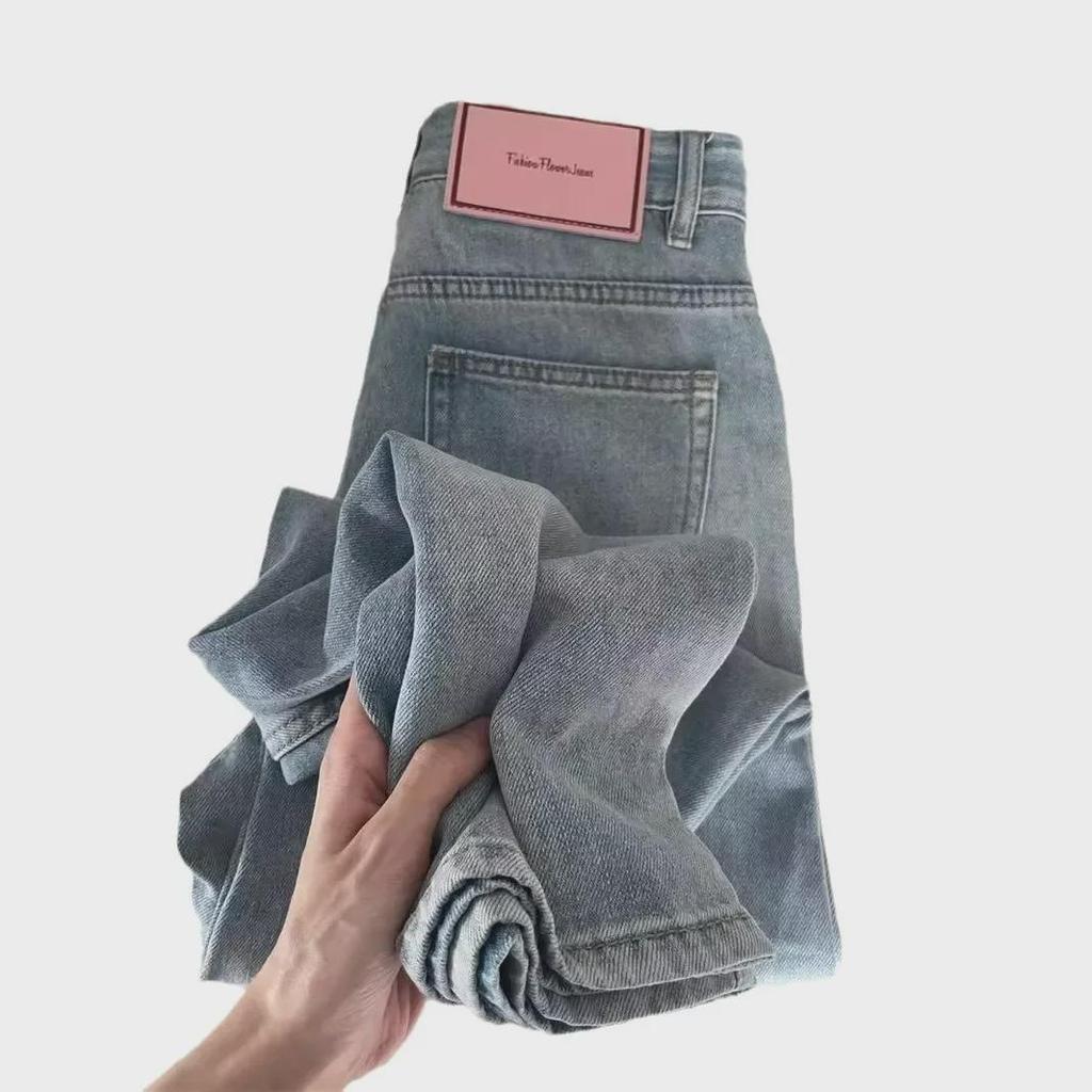 Women's Plus-Size Light High-Waist Wide-Leg Jeans - New 2024 Spring/Autumn Collection