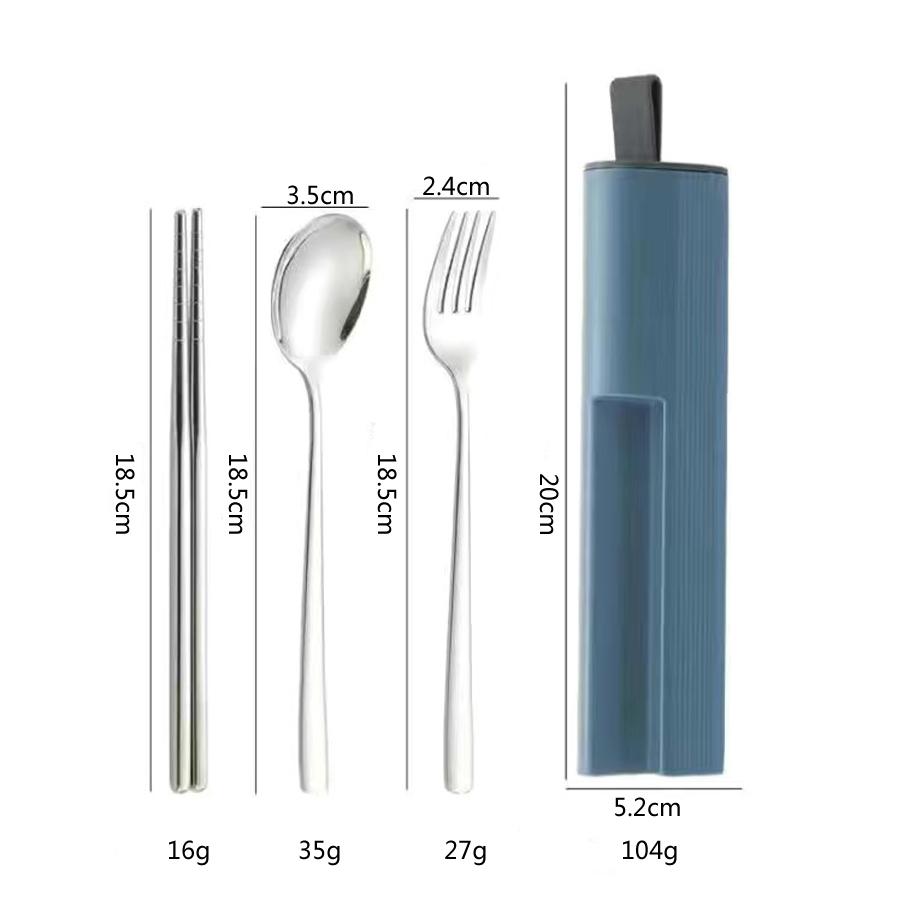 3Pcs/2Pcs Portable Tableware Stainless Steel Spoon Fork Chopsticks with Storage Box Lunch Travel Kitchen School Cutlery Set