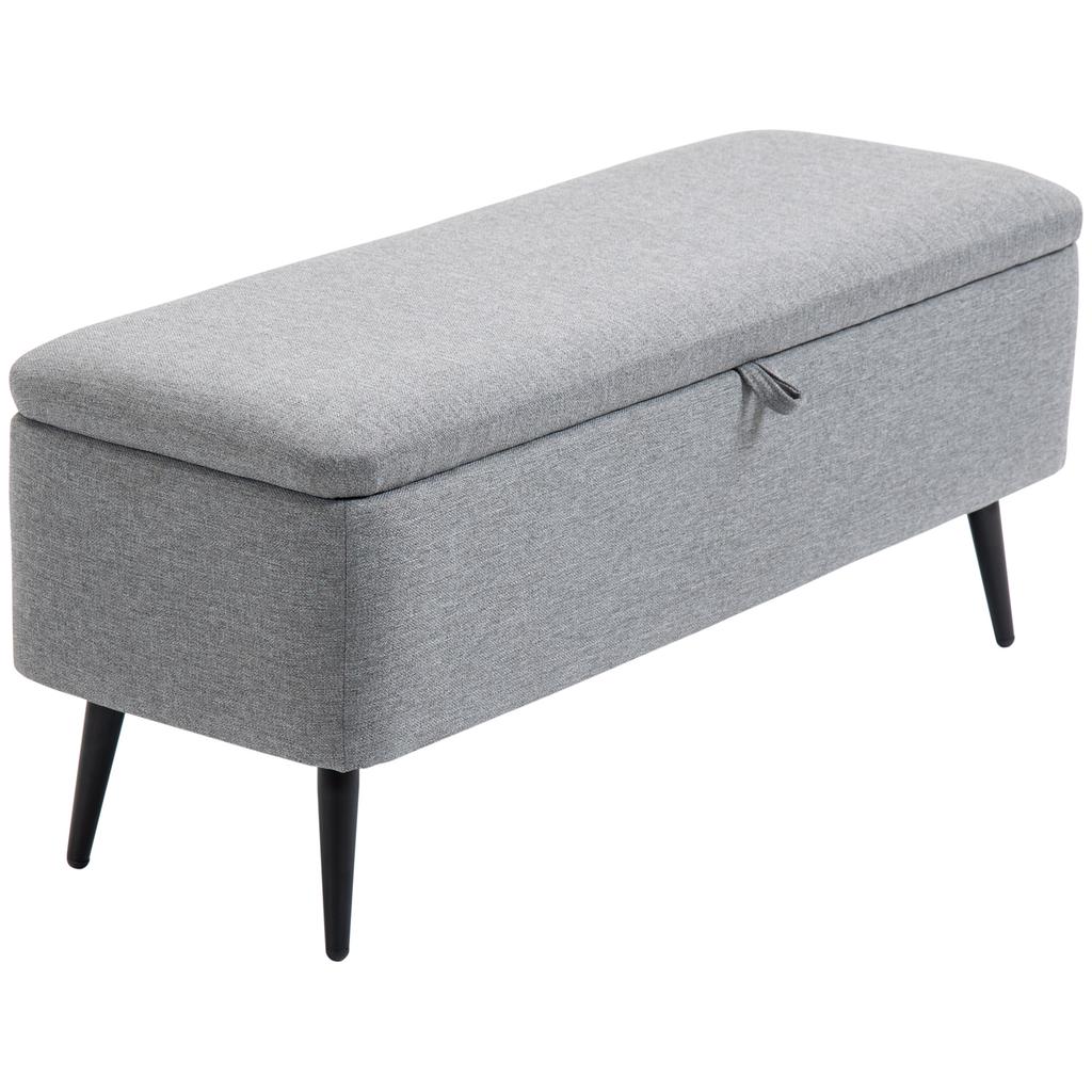 Bench, Storage Bench, Upholstered Bench, Linen Look, up to 150kg, 101x38.5x44.5 cm, Grey
