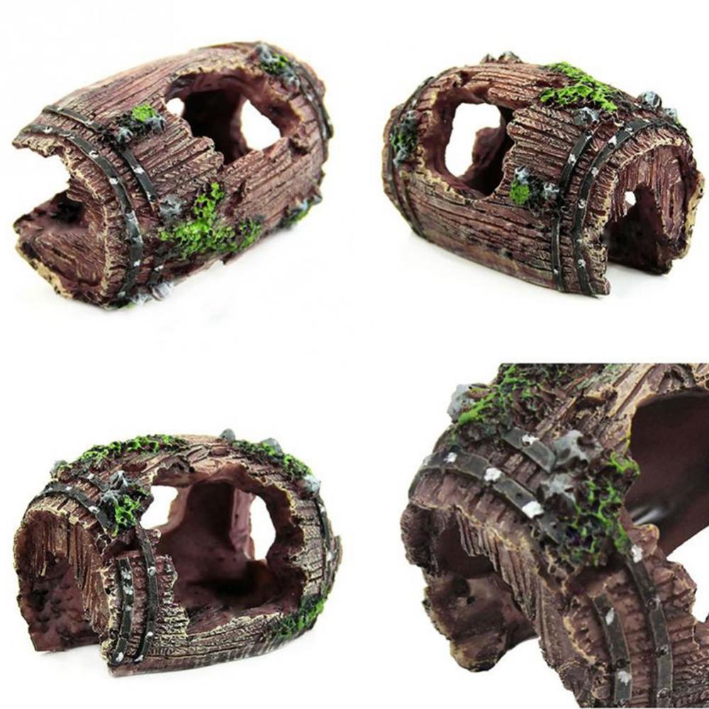 Resin Aquarium Ornaments Decorations Artificial Barrel Cave Landscaping Accessories For Fish Tank Aquarium Decoration Background