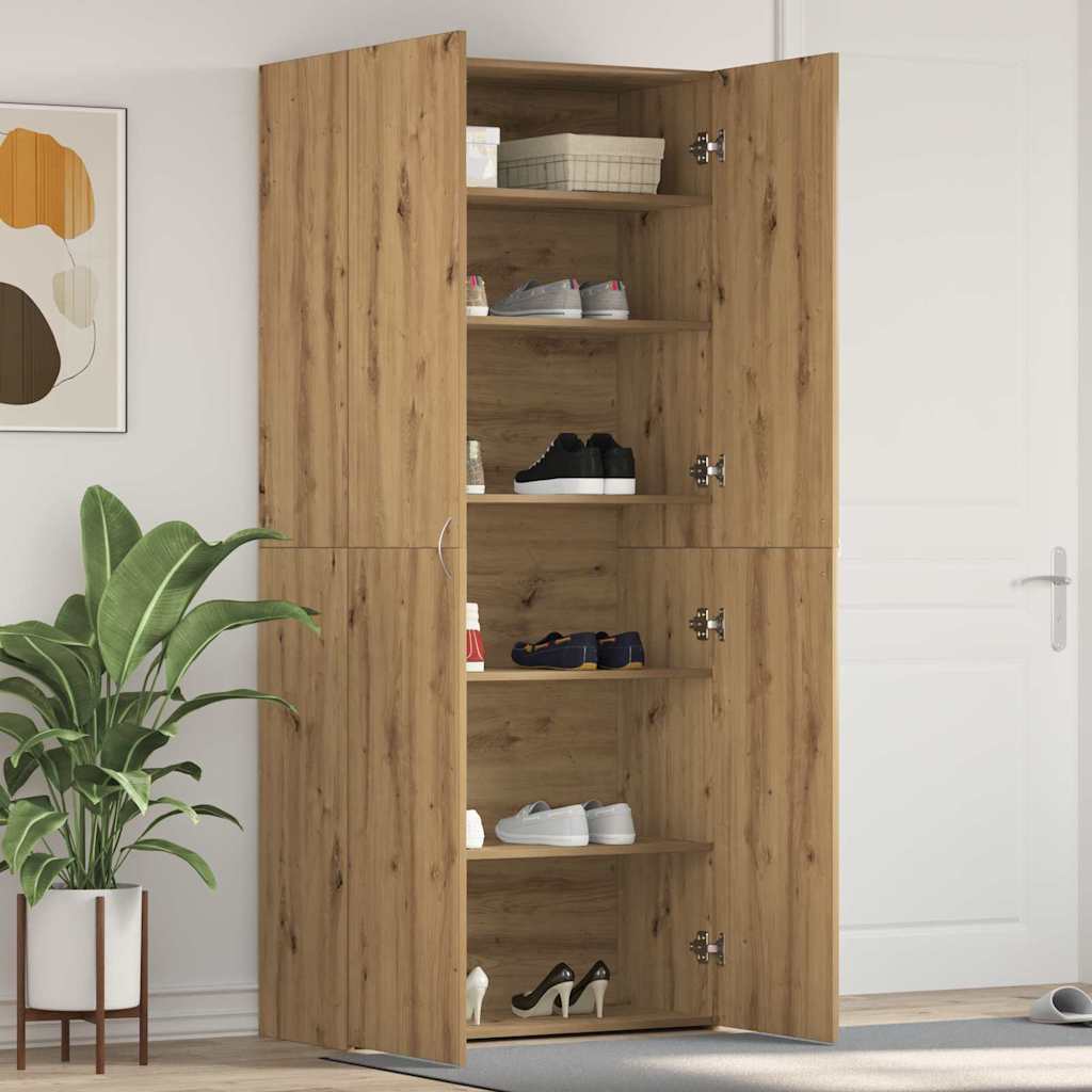 Shoe Cabinet with Shelf Brown 80 x 35.5 x 180 cm Engineered Wood