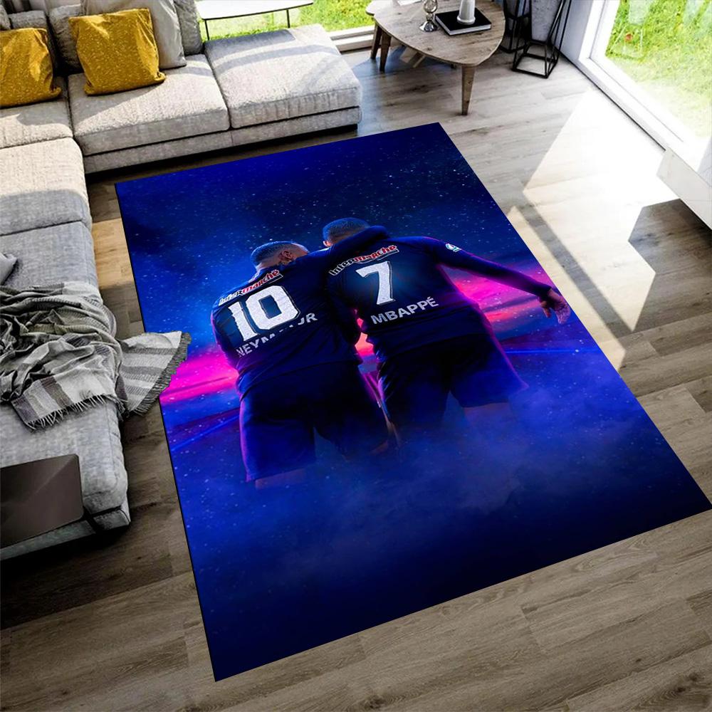 Star Player Kylian Mbappé Floor Mat Design for Dining Room Bedrooms Entryway Hallway Anti-slip Rug Anime Office Decor