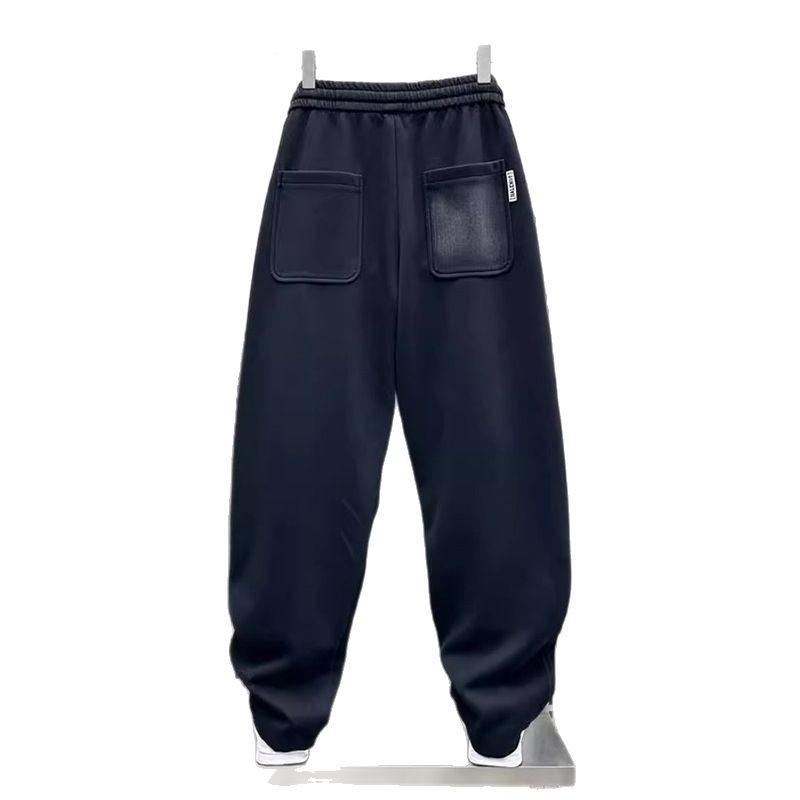 Mens Plus Size Casual Loose Straight Leg Black Sports Pants