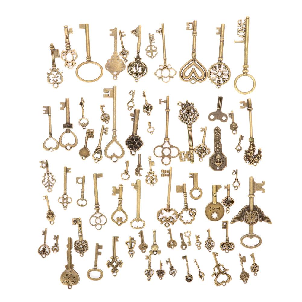 

Бронзовый ключевой декор Винтаж DIY Handcraft Подвески Одежда Материалы(70шт. стилей)