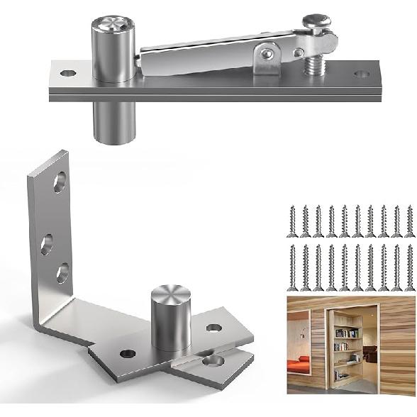 Pivot Hinge, Heavy Duty Hidden Door Hinge for Wood Secret Door, Pivot Door Hardware for Hidden Door Bookcase, 360 Degree Rotation Stainless Steel