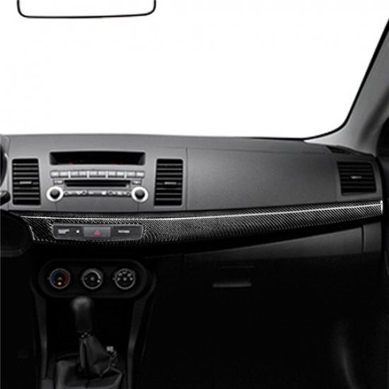 2Pcs For Mitsubishi Lancer Carbon Fiber Interior Console Dashboard Cover Trim