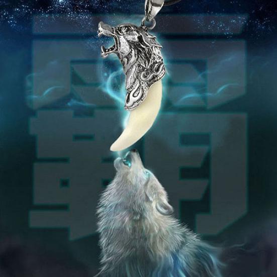 Cool Brave Men Wolf Head Tooth Pendant Necklace Domineering Jewelry Gift