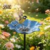 Bee Watering Station Garden Metal Flower Stake Decorative Bird Bath Ground Insert Butterfly Drinking Bowl for Backyard Pollinators Wild Birds
