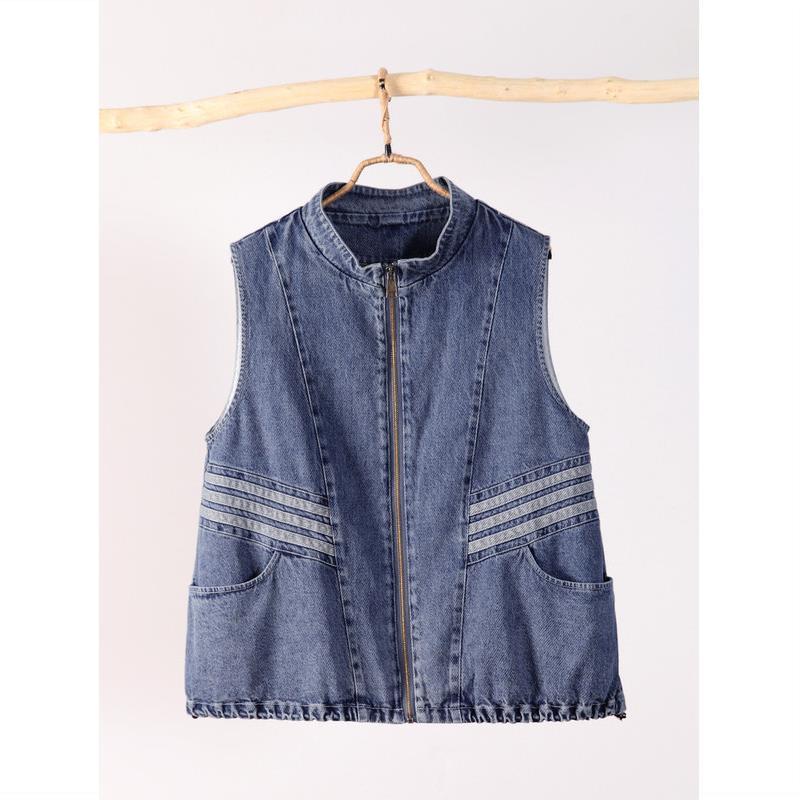 Women's Denim Vest Short Versatile Spring and Autumn New Loose Plus Size Vest Sleeveless Jacket