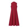 Women's Solid Color Sleeveless Zip Front A-Line Maxi Dress with Pockets