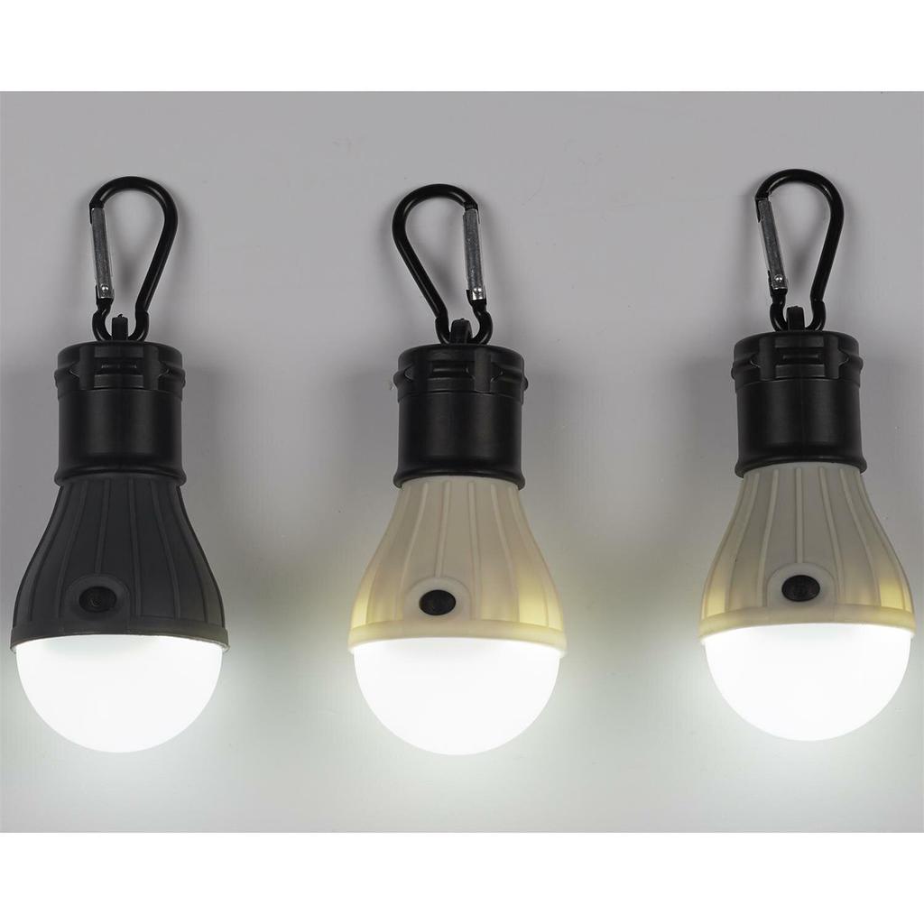 Camping Lamp, Light Gray, Battery-Powered, Hanging Bulb