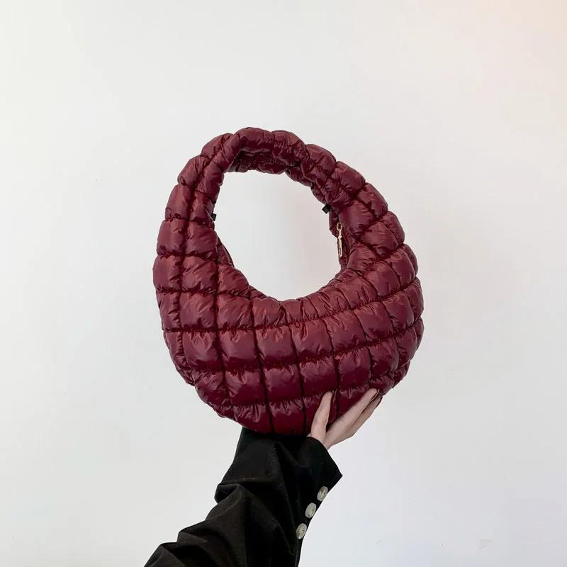 Quilted Embroidered Thread Women's Bag Pleated Cloud Mini Handbags Down Padded Lightweight Clutch Bag Cotton Small Shoulder Bags