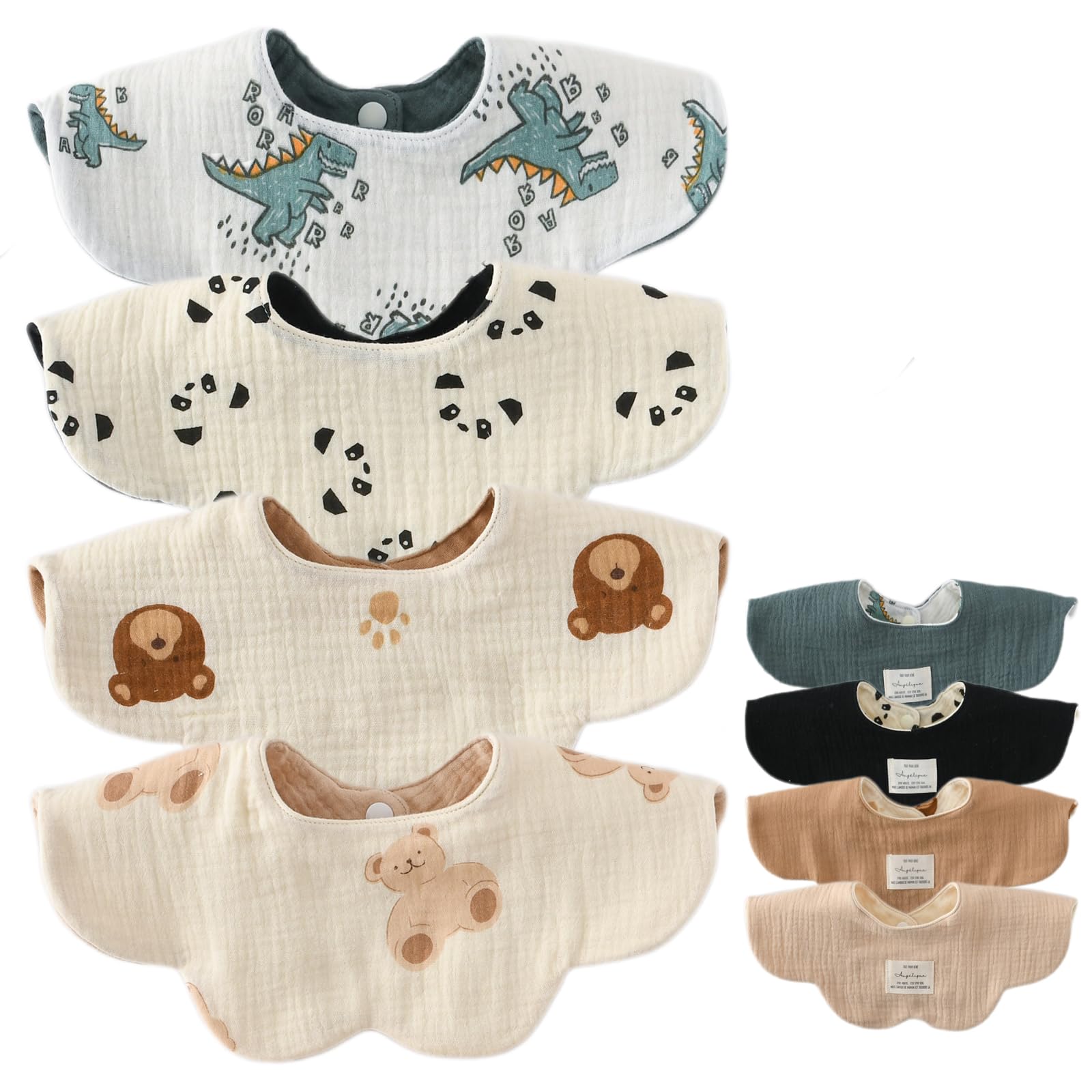 

Set of 4 Baby for Girls and Stylish Newborn Solid Mealtime Baby Baby Shower Gift [GoUseGo] Bibs, Double-Sided, 6-Layer Gauze, Boys, Bibs, 360-Degree