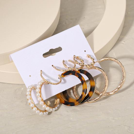 1 Set Cercei Hoop Formă Rotundă Bijuterii cu Strasuri Geometrie Perle Faux Cercei Cerc Femei