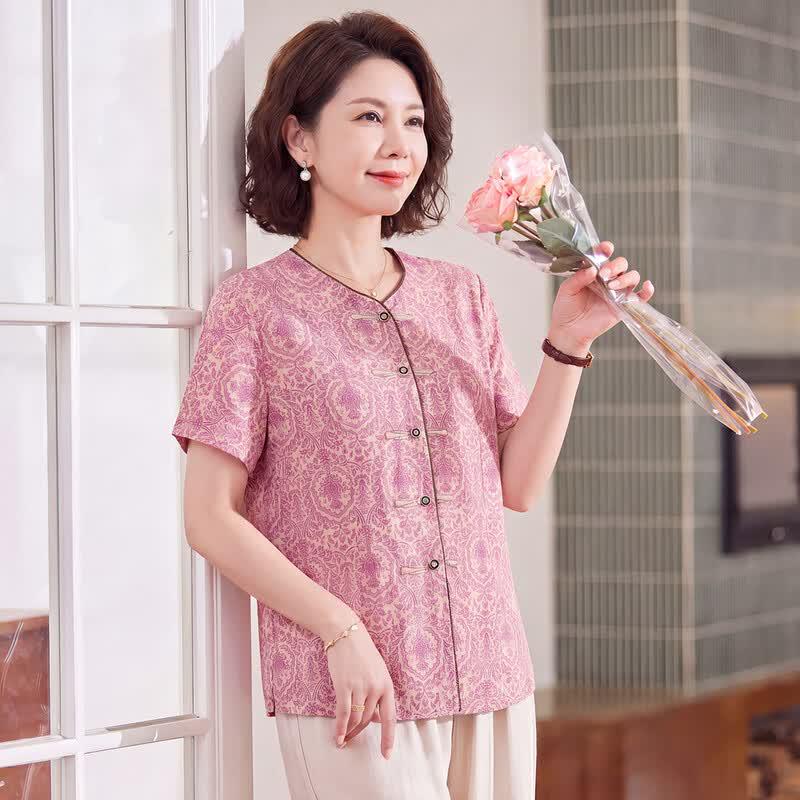 Haoyi New Chinese Style Printed Shirt for Women XL