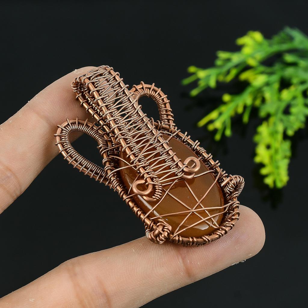 Natürlicher Montana Achat Edelstein Handarbeit Kupferdraht Wickel Anhänger 2,5 l9k79