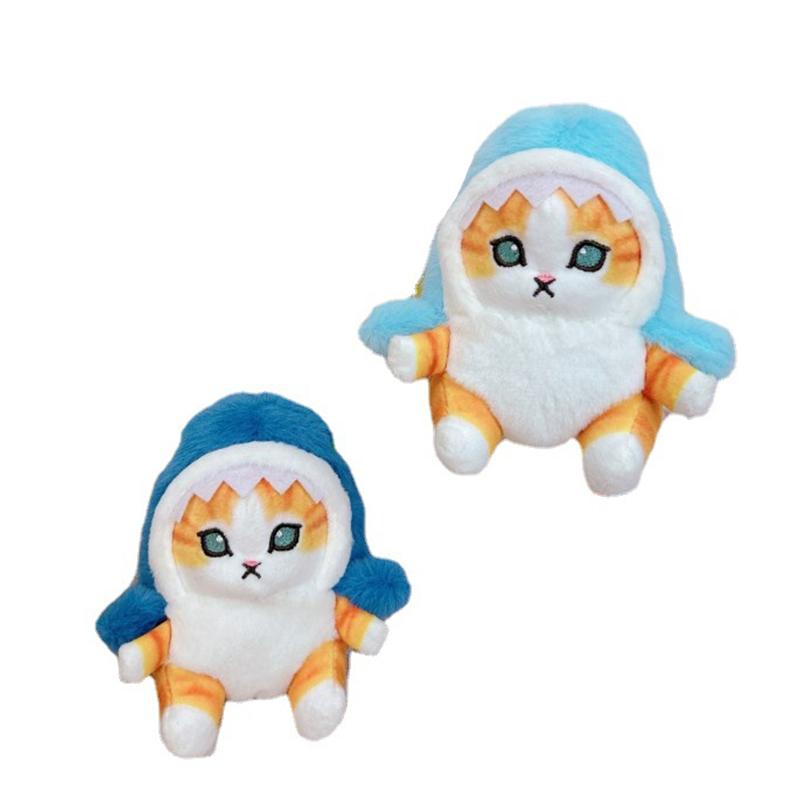 Niedliche Hai Katze Plüschtier Cartoon Kätzchen Anhänger Weiche Stoffpuppe Schlüsselanhänger Auto Schlüsselring Rucksack Taschen Dekoration Freund Geschenk